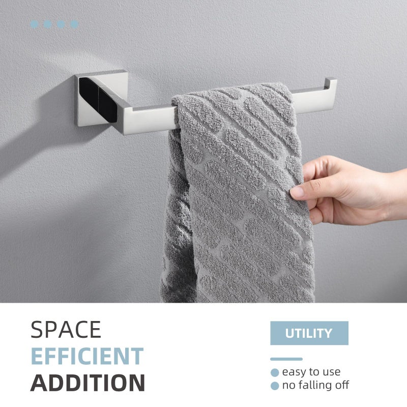 Angle Simple حامل مناشف الحمام البسيط بزاوية، رف مناشف يد مطبخ من الفولاذ المقاوم للصدأ SUS 304 للحائط، كروم مصقول، 10.24 بوصة - Image 4